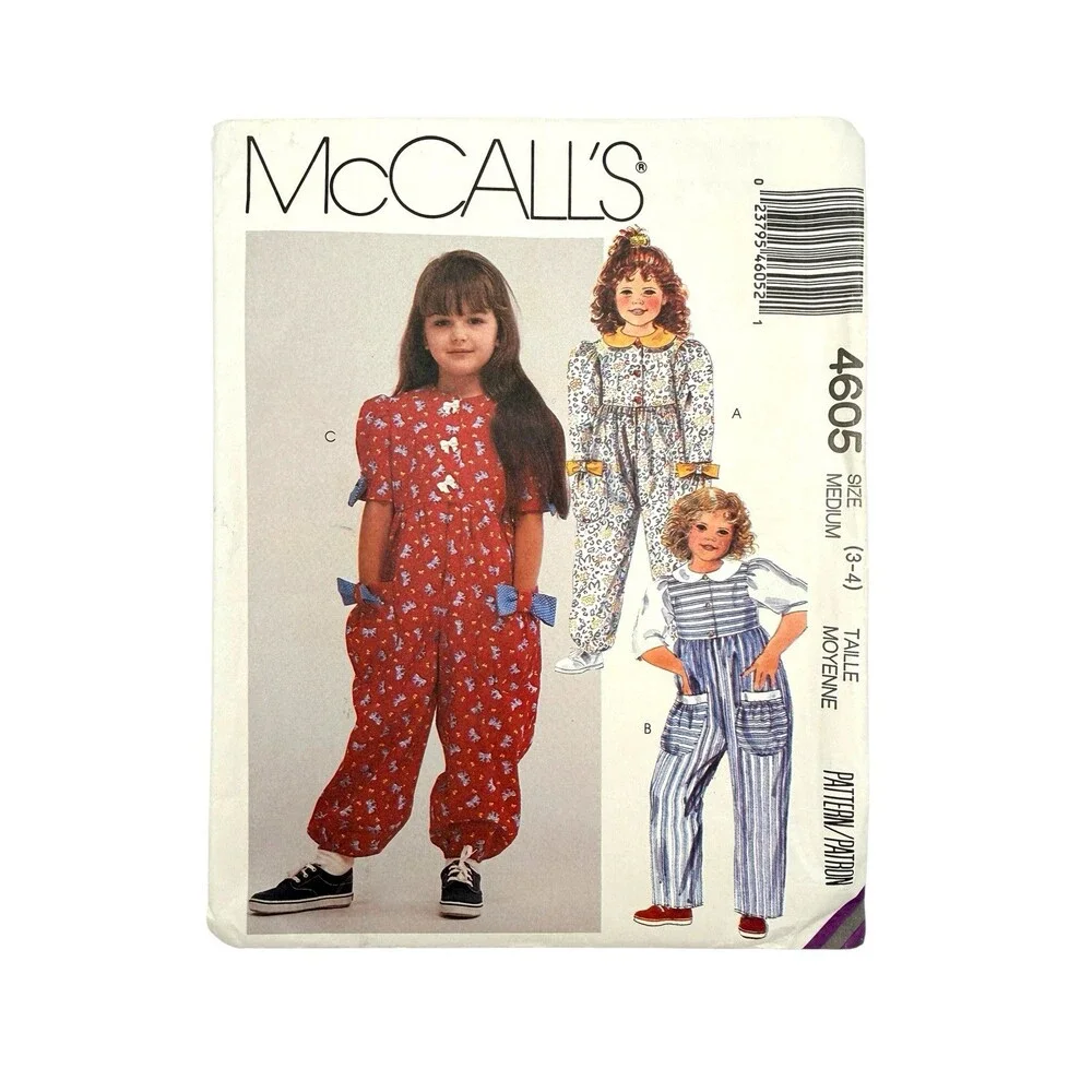 Vintage 1989 McCalls Sewing Pattern Childs Jumpsuits Bubble Suits Size 3T #4605